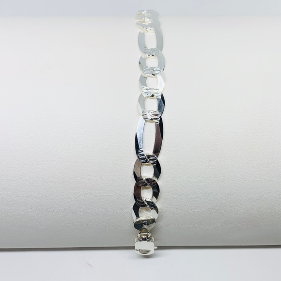 Sterling Silver 925 Men's Bracelet 9” 11mm - Picture 8 of 13